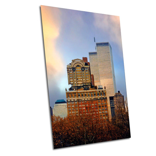 Vintage World Trade Center Print – Manhattan Skyline Art | 9 11 Memorial Gift