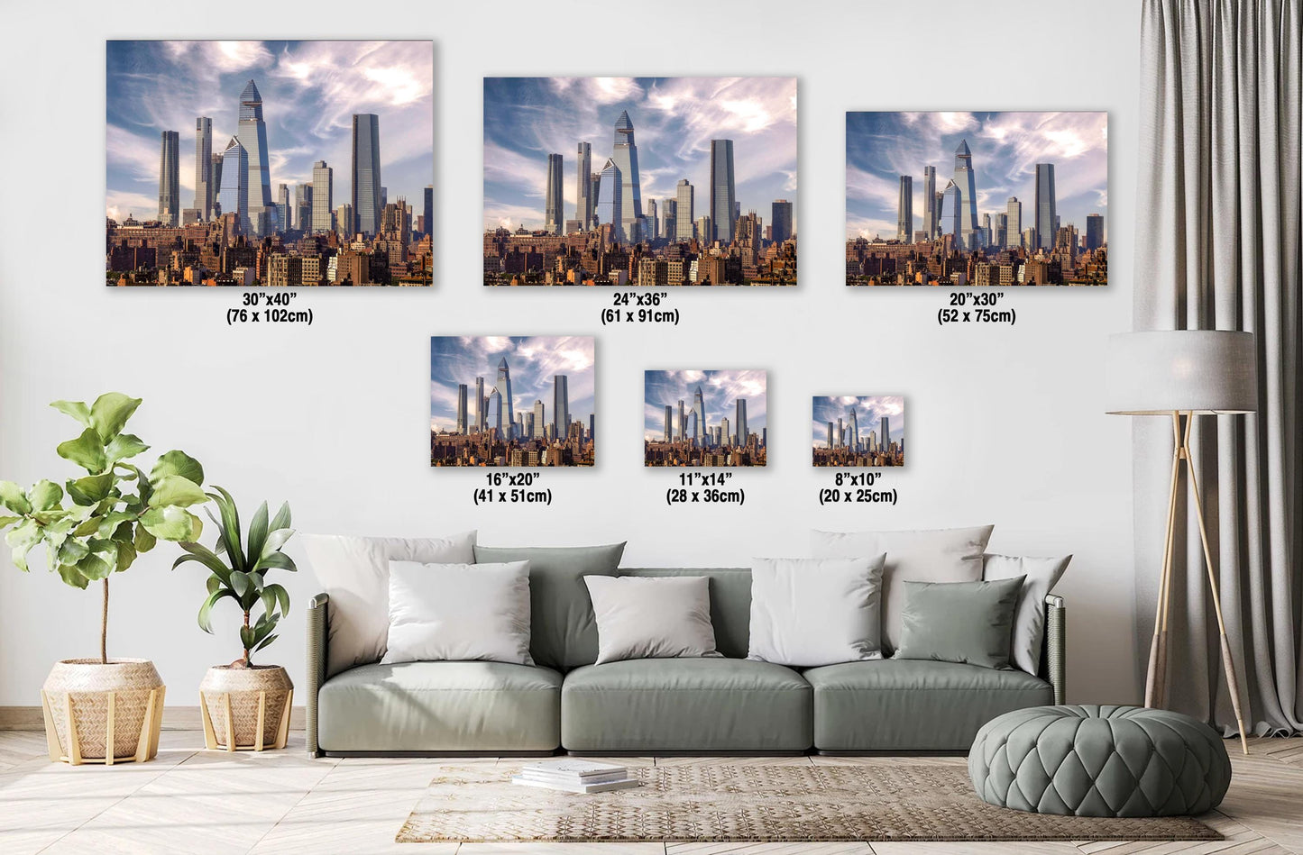 NYC Skyline Print - Midtown West View Urban Skyline Art Canvas Wall Decor