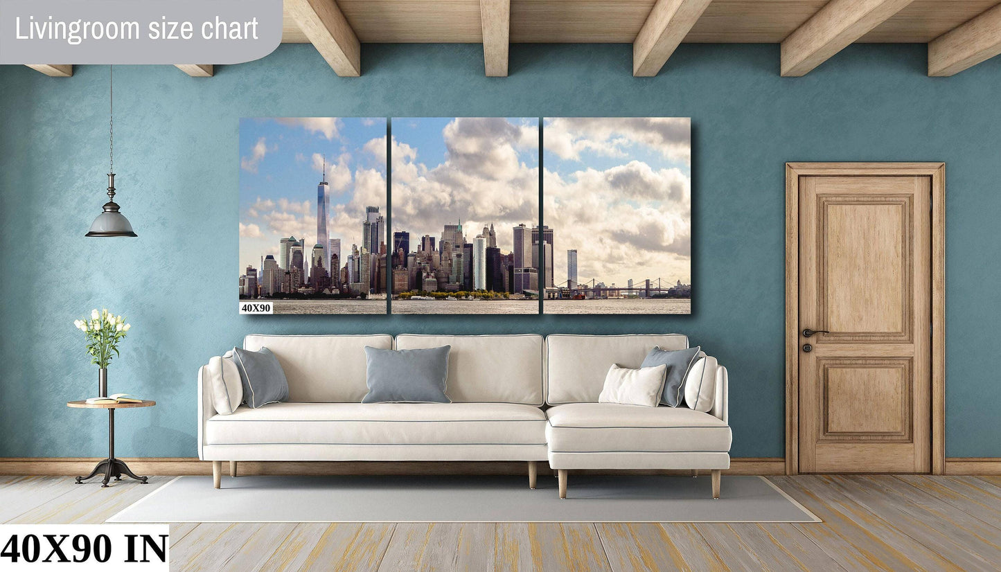 Manhattan Skyline Photo – Downtown Manhattan Urban Landscape Print With East River Bridges