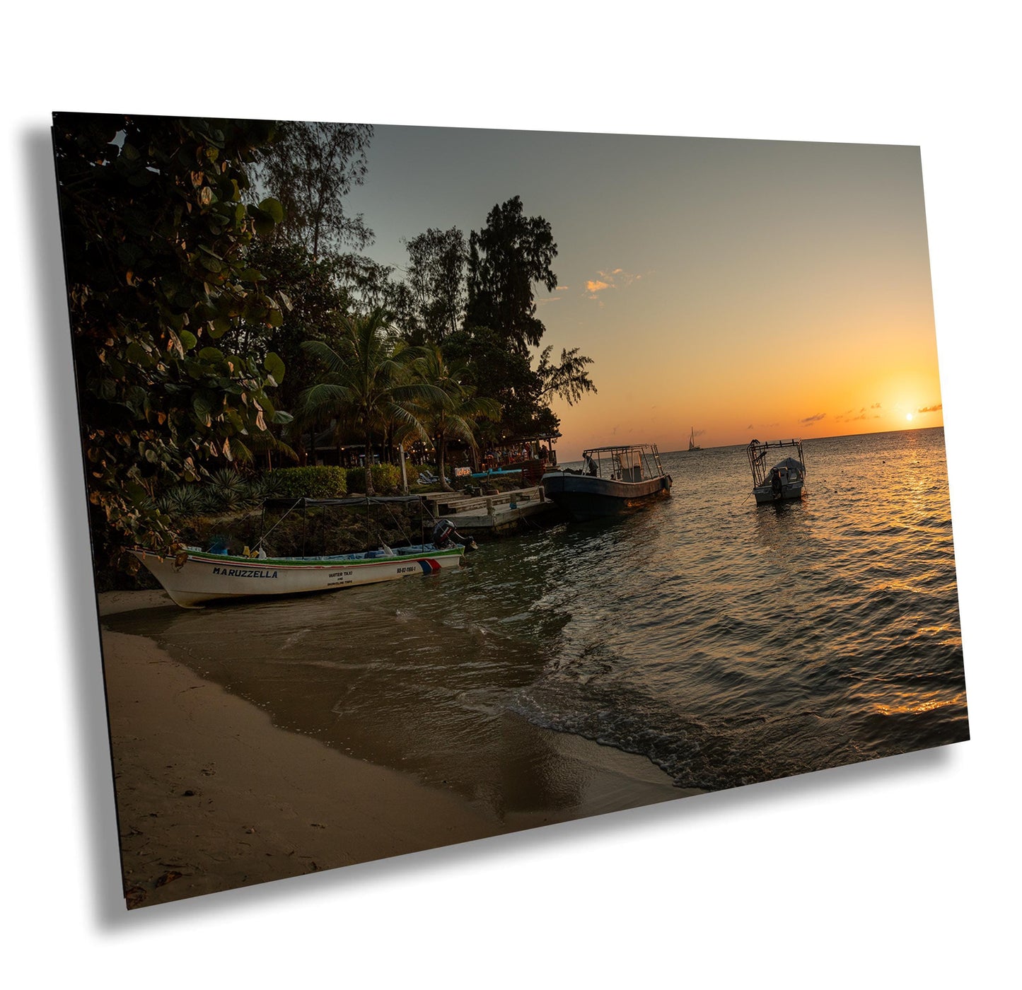 Roatan Island Wall Art – Vibrant Sunset Canvas | Tropical Beach Print Decor
