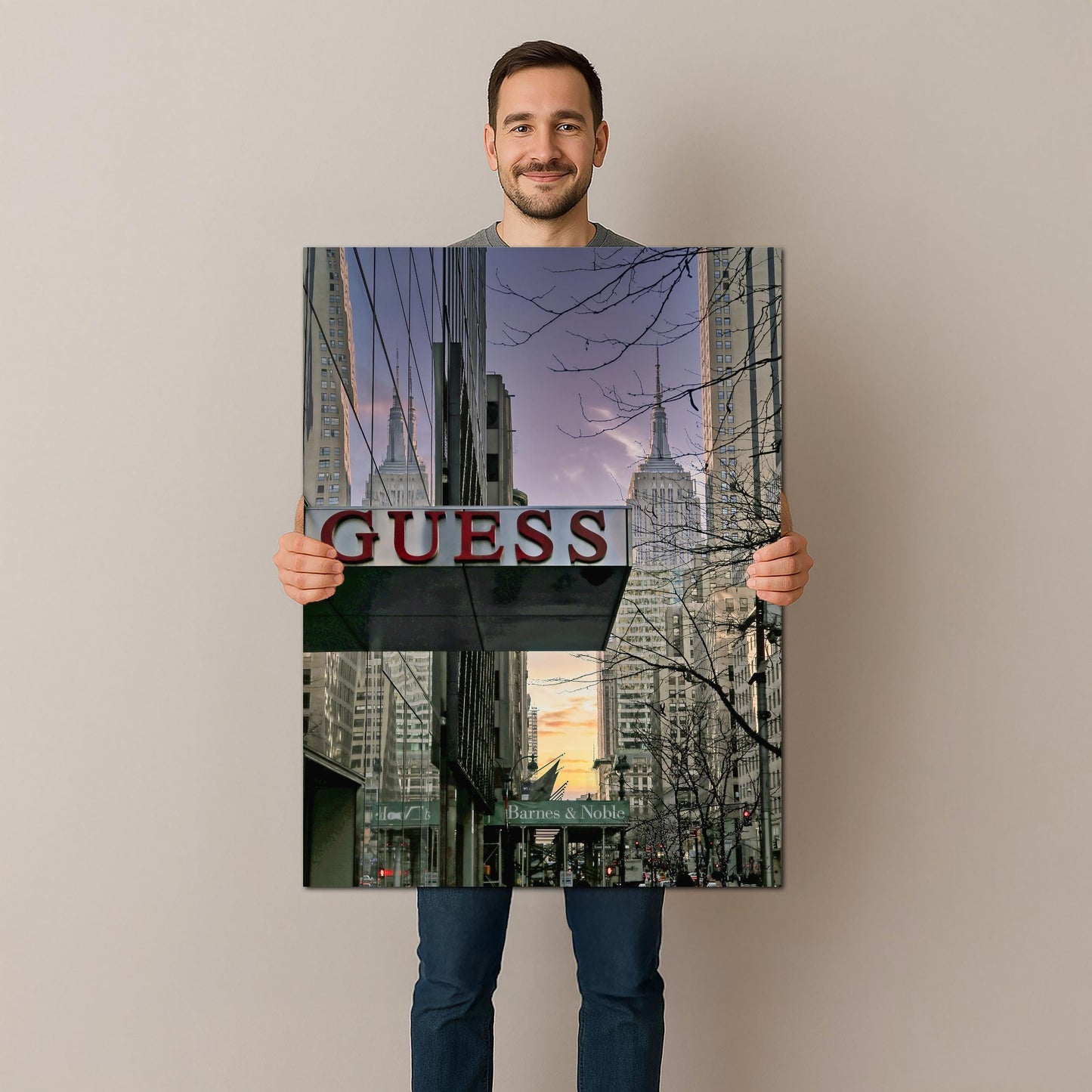 Midtown at Dusk Print – Golden Hour Cityscape Canvas | Urban Twilight Art
