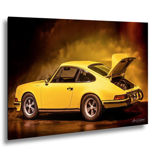 Vintage Porsche, Yellow Iconic 911 Photography Print, Classic Car Art | Glossy Photo Paper | Multiple Sizes