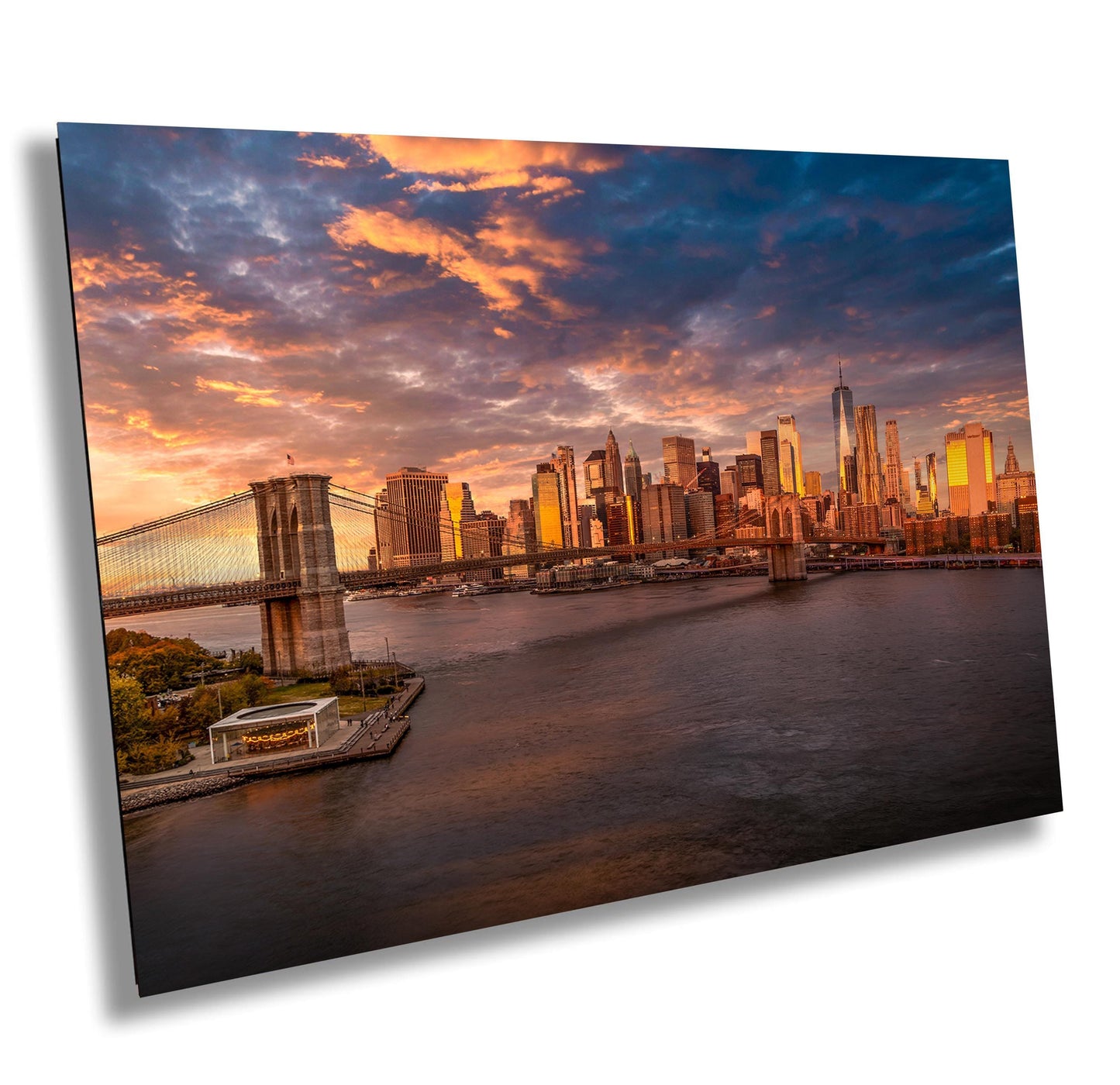 Brooklyn Bridge Metal Print – NYC Skyline Photo Urban River Sunset Wall Art