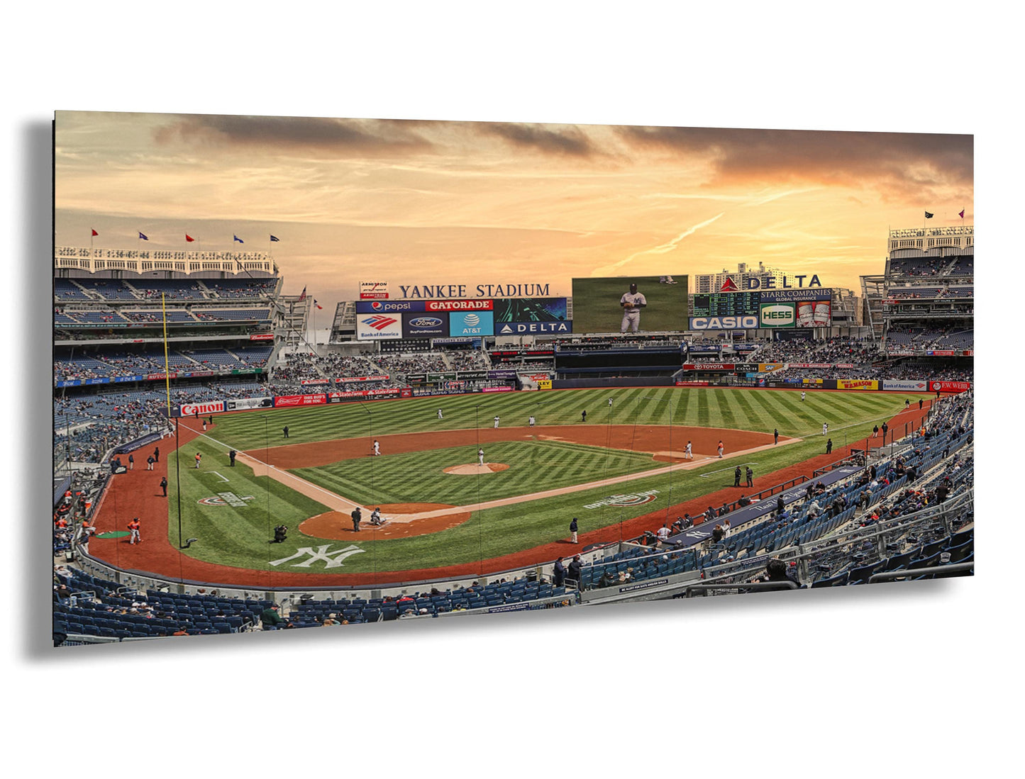 Yankee Stadium Metal Print – Panoramic NYC Stadium Wall Art With Sunset Colors