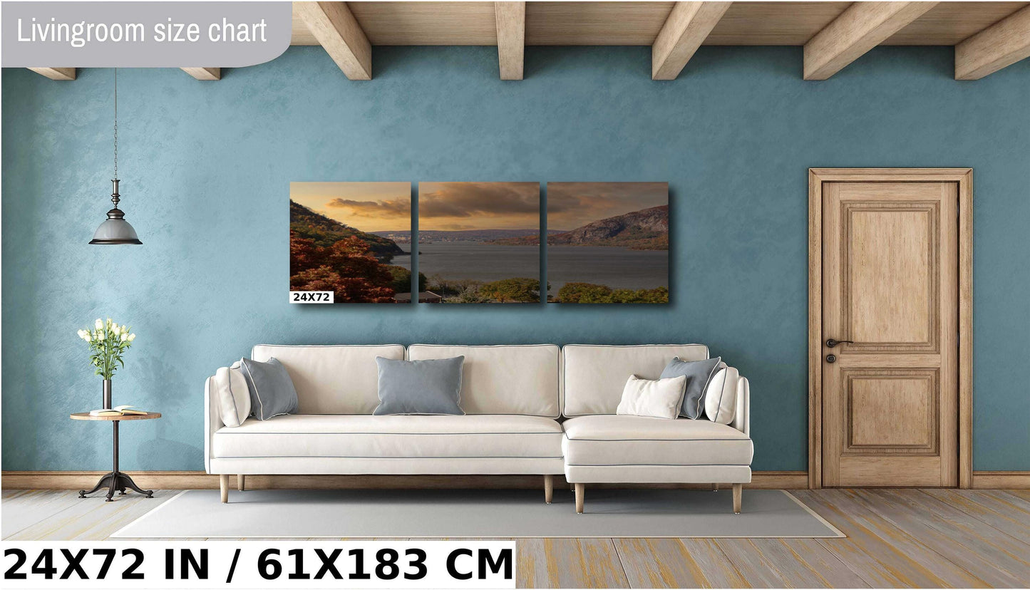 Hudson River Sunset Print - Vibrant Color Canvas Wall Art | West Point View
