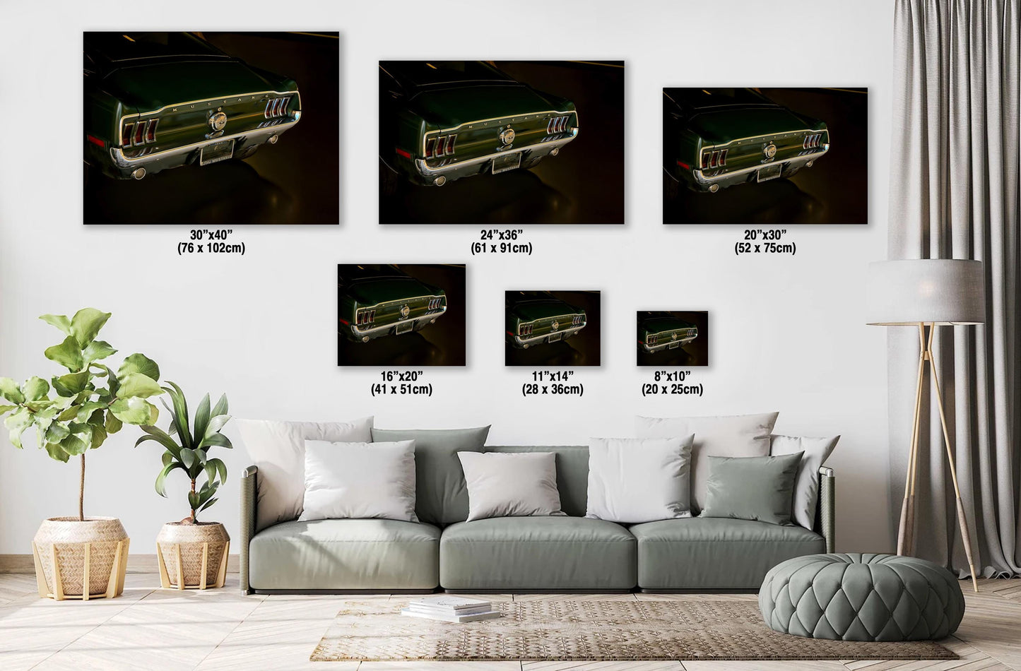1968 Mustang, Forest Green Fastback Photo Print | Glossy Paper, Canvas, Metal | Sizes 8x10-16x20