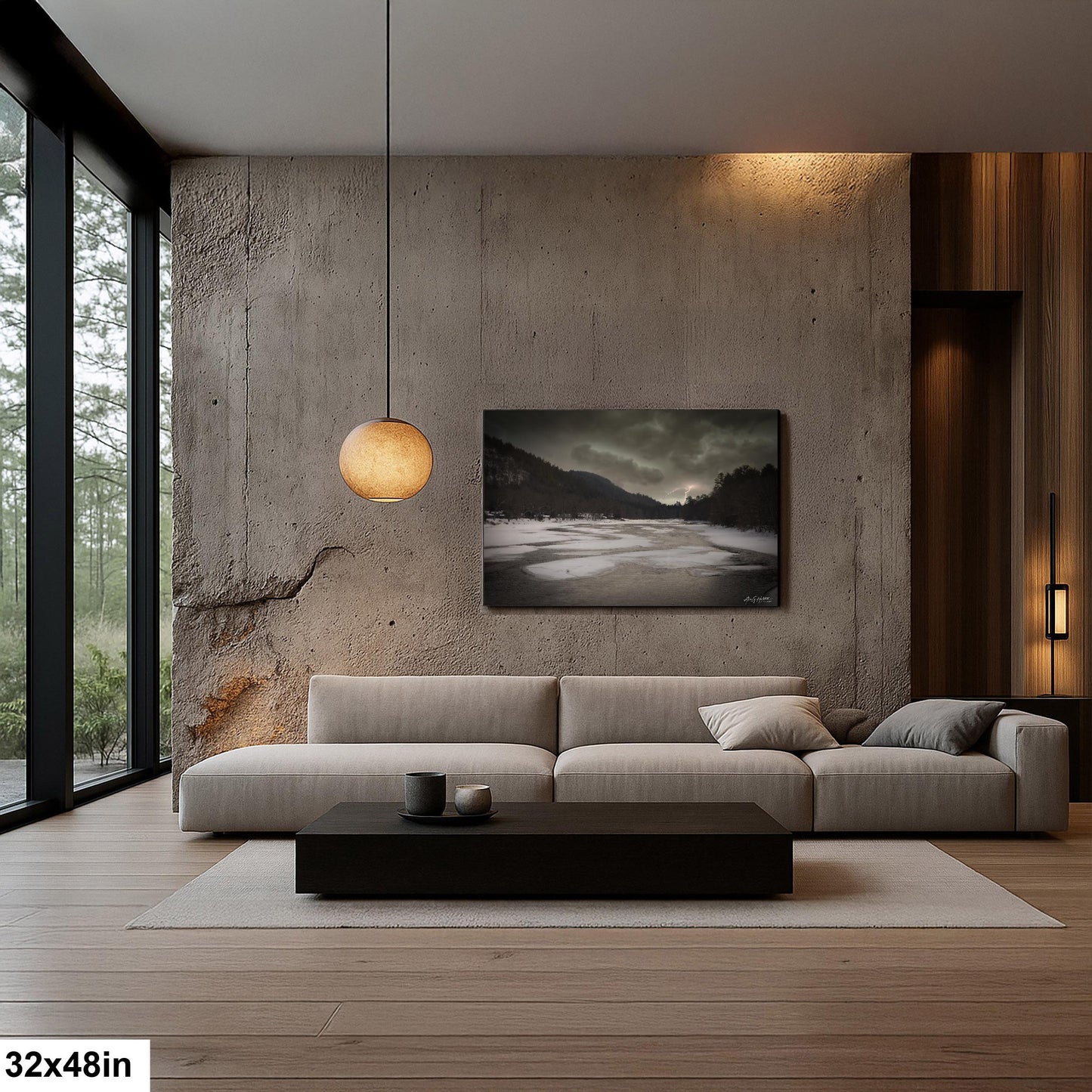 Hudson River, Thundersnow Storm Photograph - Riparius NY Lightning, Winter Print | Glossy, 8x10-16x20
