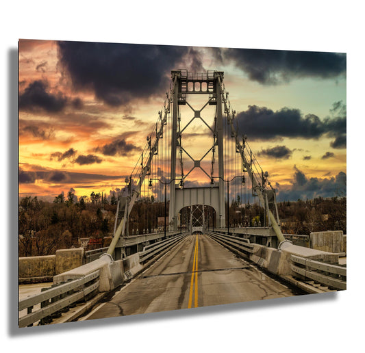 The iconic Hudson Valley Wurtz St Bridge in Kingston NY at sunset canvas,metal, acrylic and photo paper wall art sized to fit