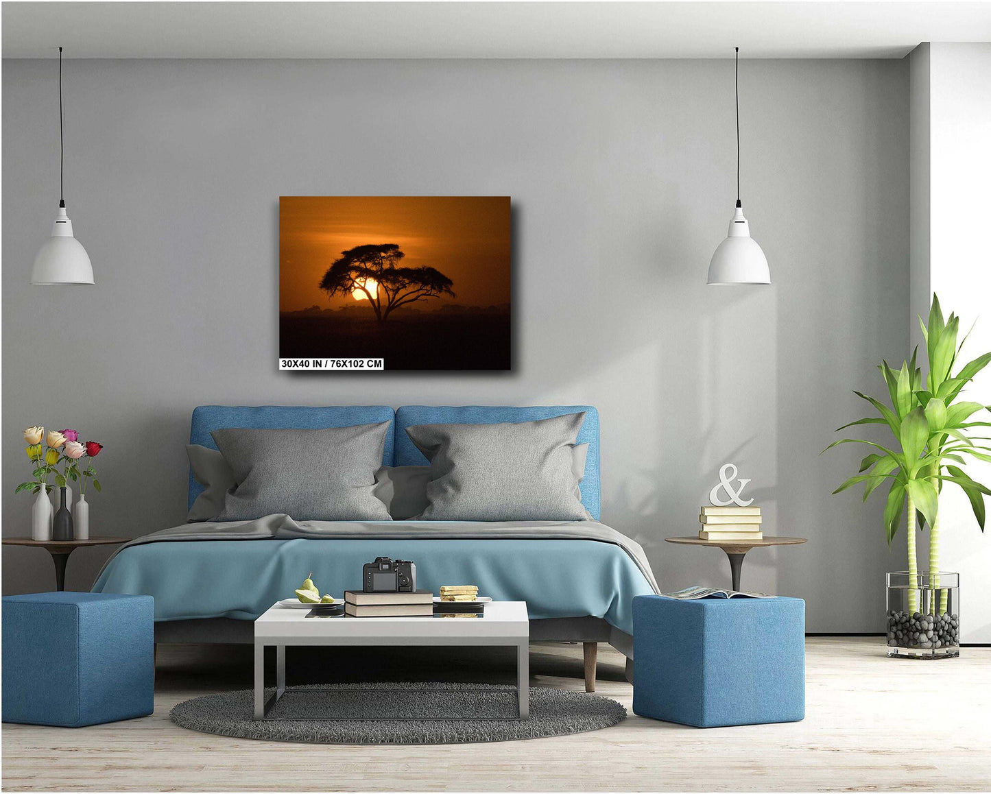 Amboseli Sunset Canvas Print – Kenya National Park Wildlife Photography Art