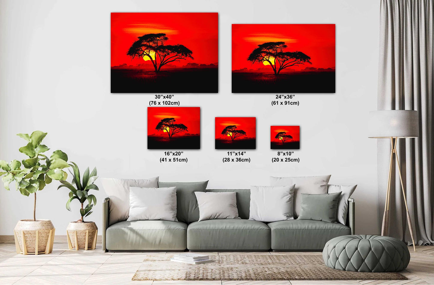Amboseli Sunset Canvas | Kenya National Park Art - Wildlife Safari Wall Decor