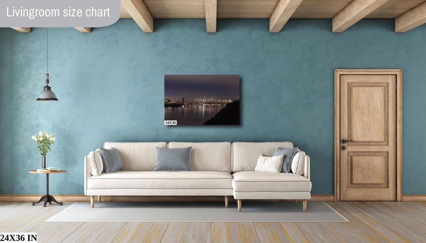 NYC Skyline Metal Print - Palisades Bridge View | Vibrant Color Urban Wall Art