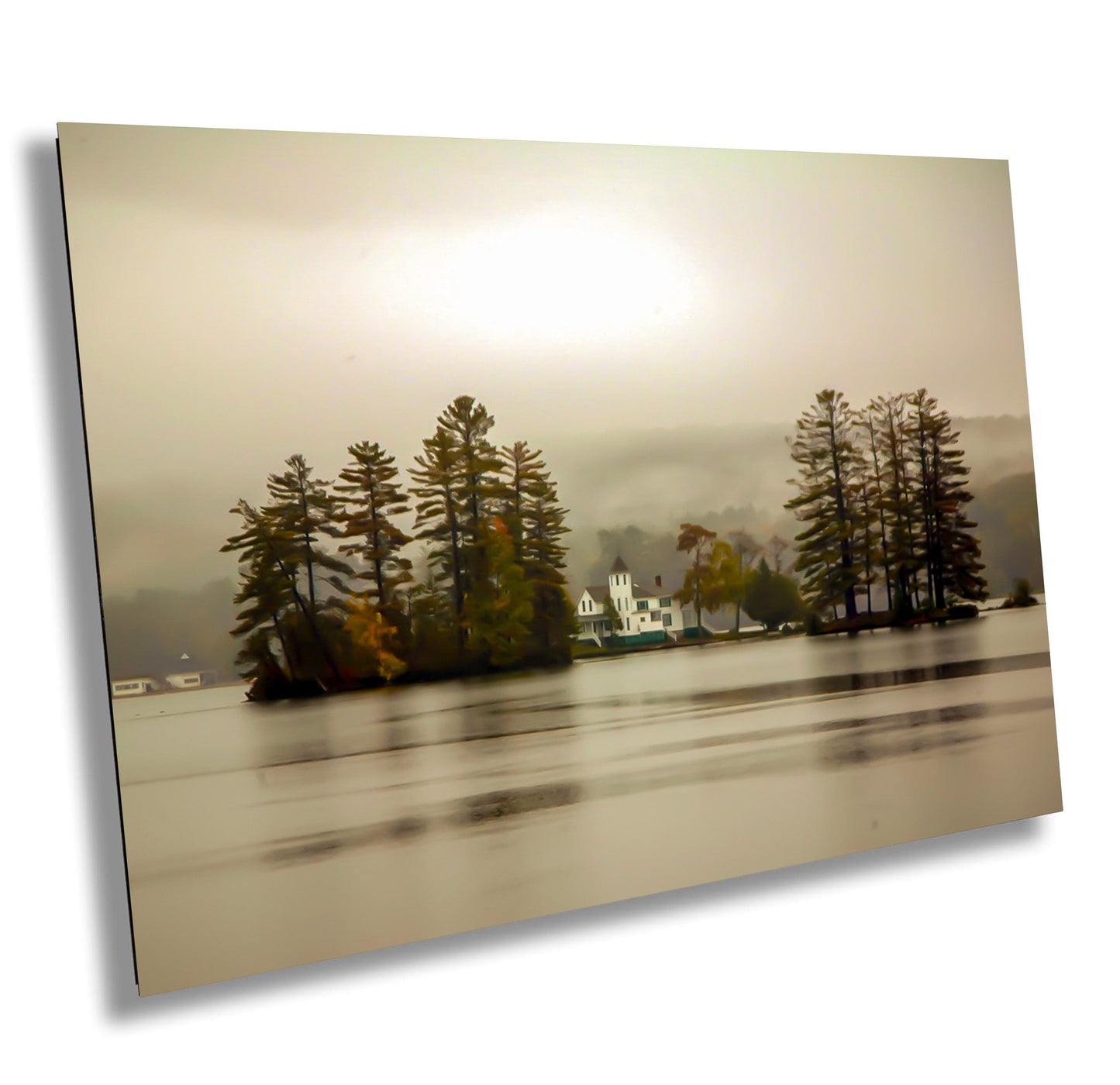 Adirondack Wall Art - Long Lake Print | Foggy Island Morning Scenic Lake Photo