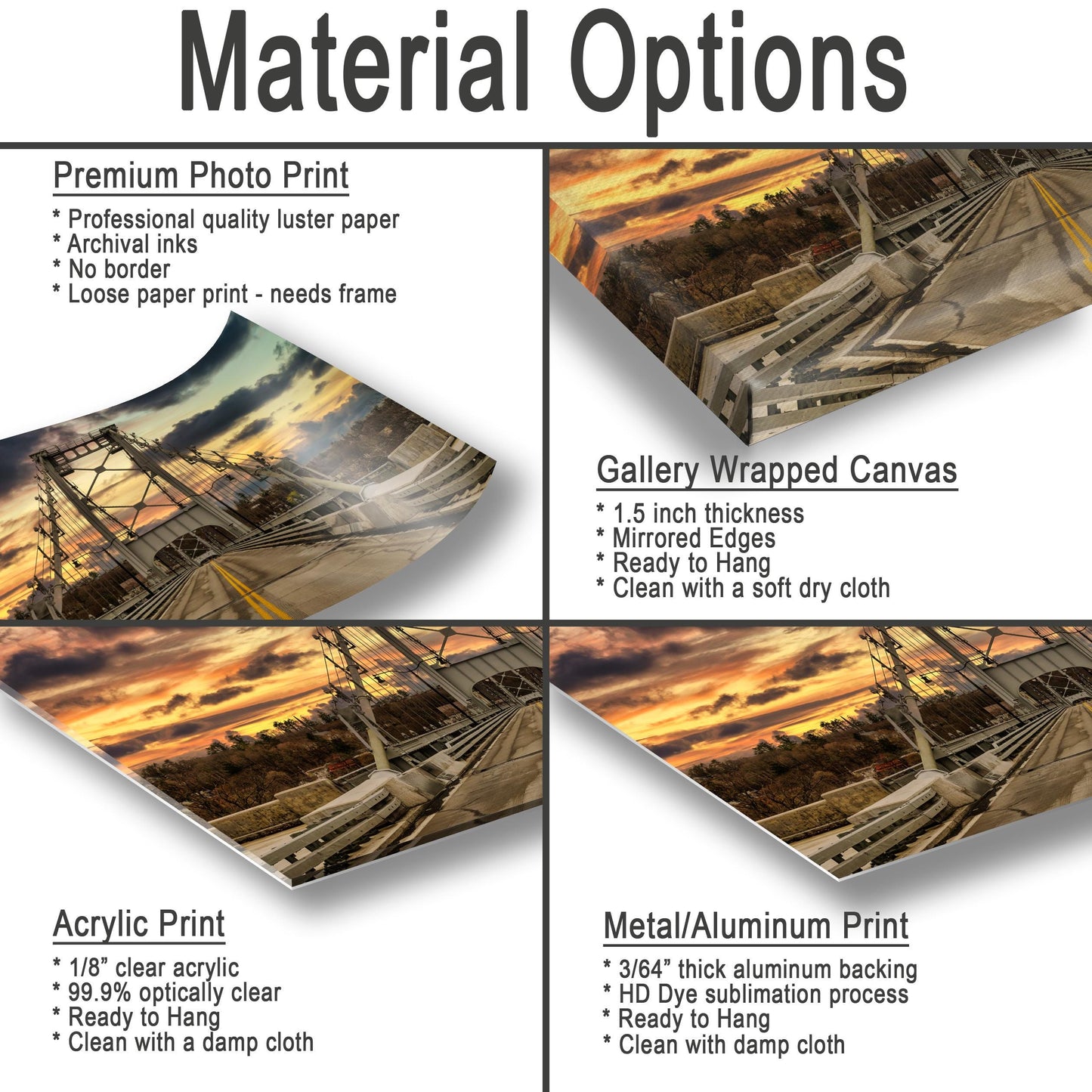 Kingston NY Sunset Print – Wurtz Street Bridge Photo Art | Ready To Hang Canvas