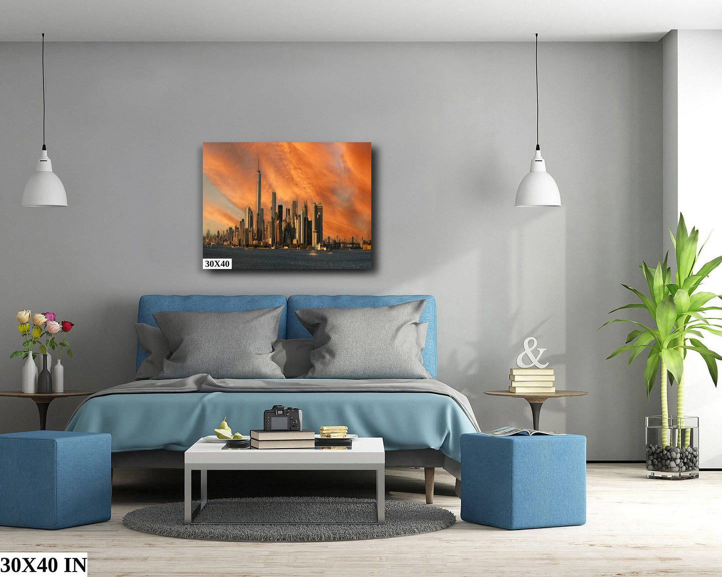 Manhattan Sunset Print – NYC Skyline Art on Aluminum Metal Print Panel