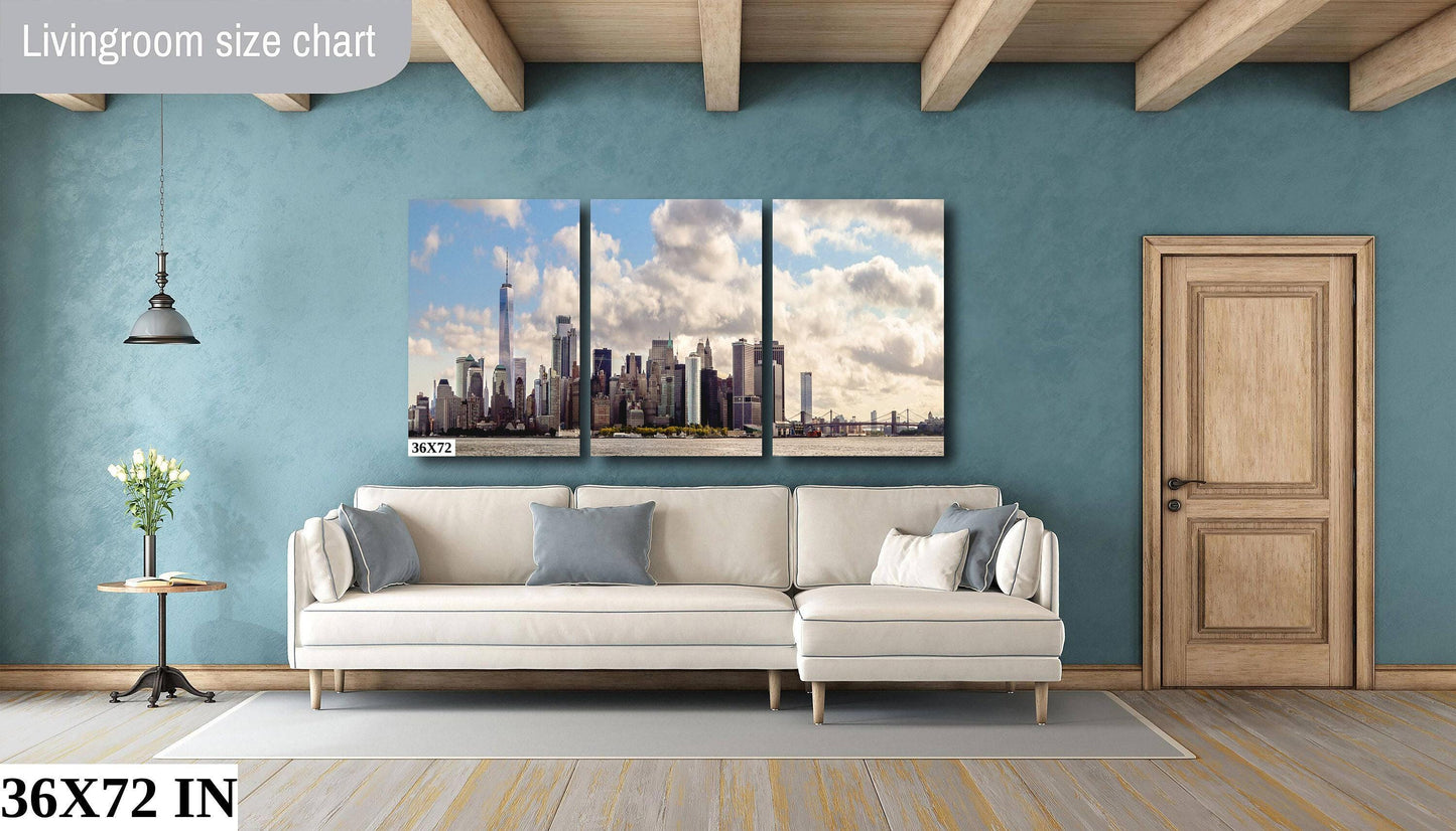 Manhattan Skyline Photo – Downtown Manhattan Urban Landscape Print With East River Bridges