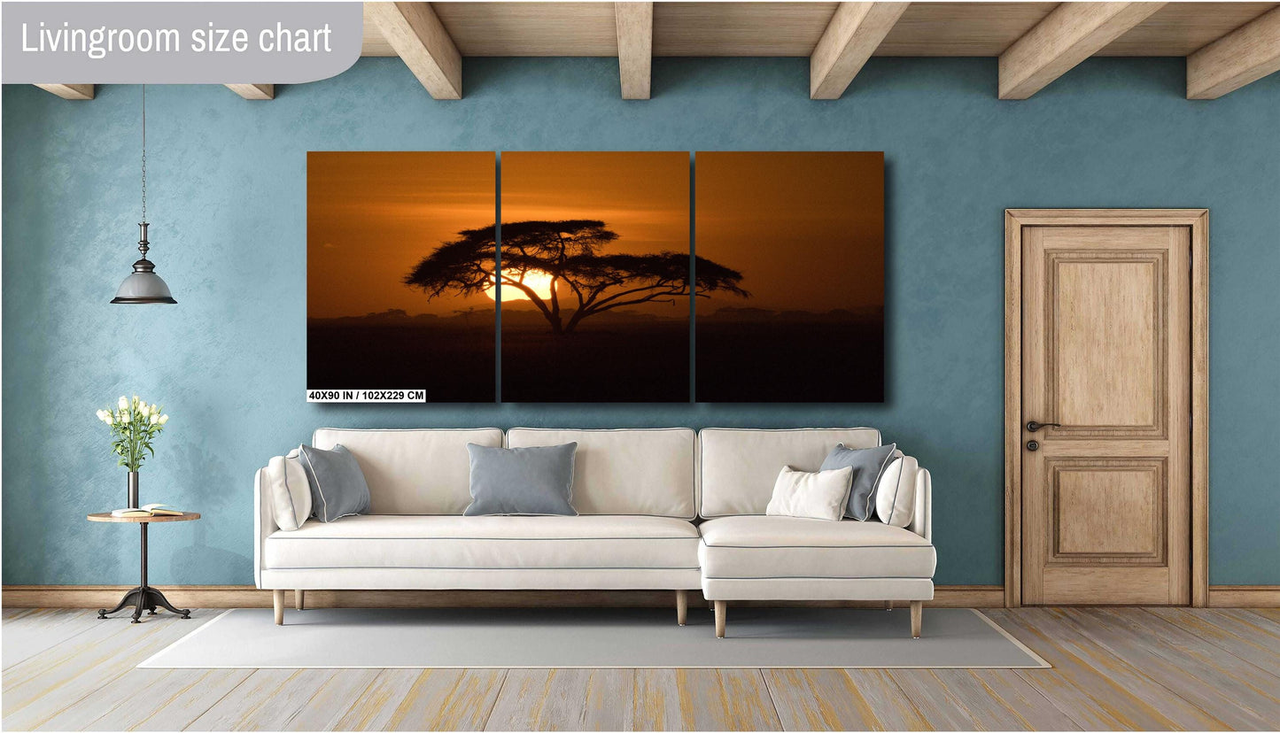 Amboseli Sunset Canvas Print – Kenya National Park Wildlife Photography Art