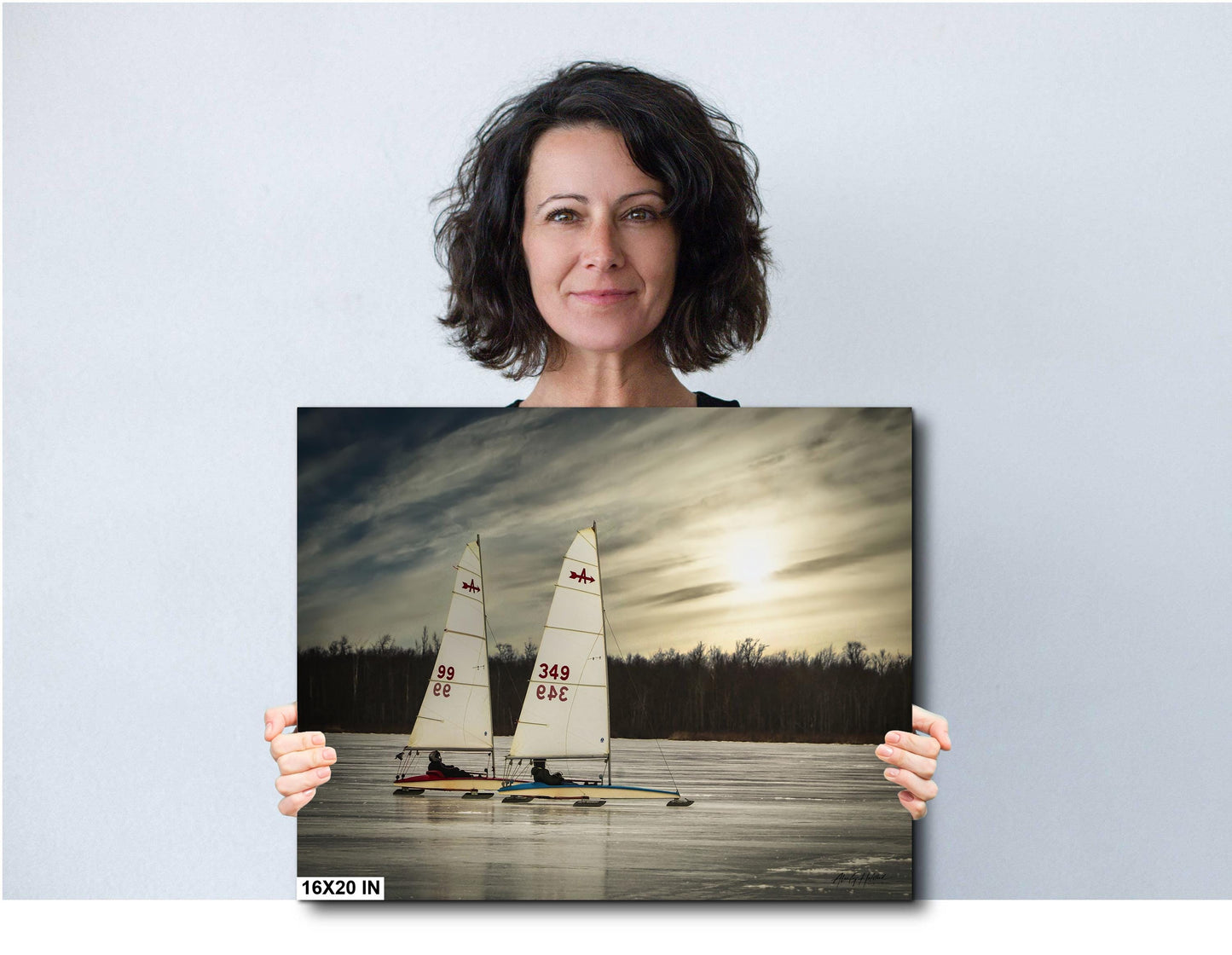 Vintage Ice Sailing - Classic Arrow Ice Boats Racing on Frozen Lake in Newburgh