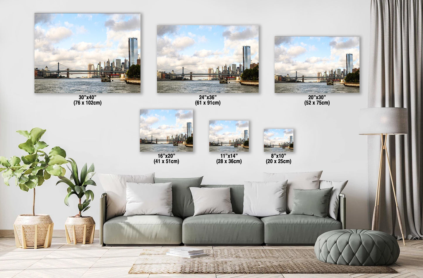 Manhattan Skyline Print - Brooklyn Bridge Art | Vibrant Wall Art Canvas