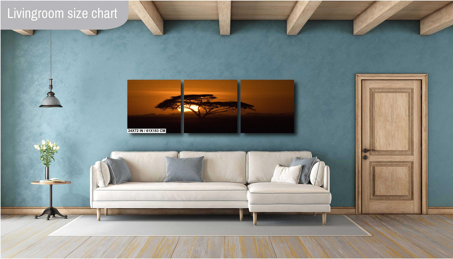 Amboseli Sunset Canvas Print – Kenya National Park Wildlife Photography Art