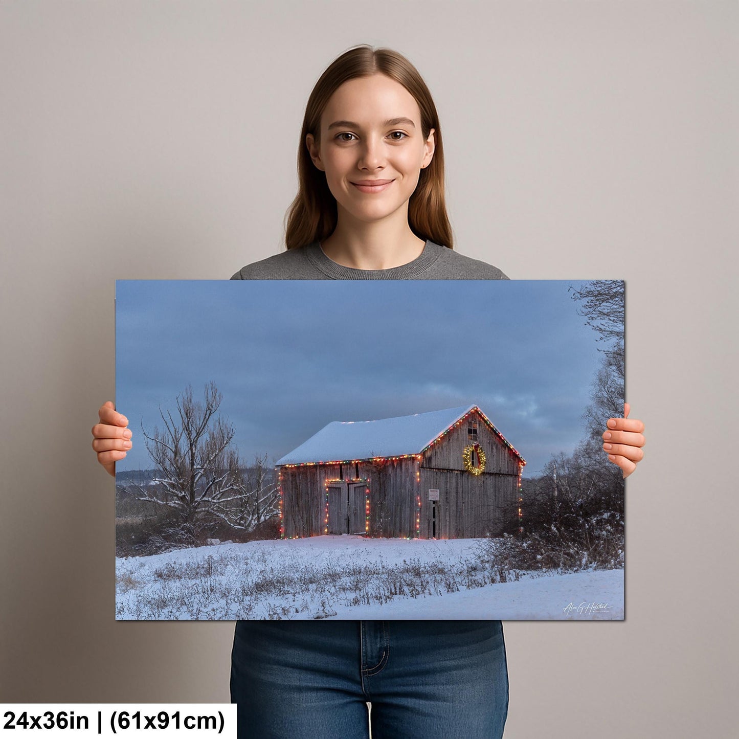 Snowy Barn, Hudson Valley Winter Landscape Photo | Glossy Paper, Canvas, Metal - Sizes 8x10–16x20