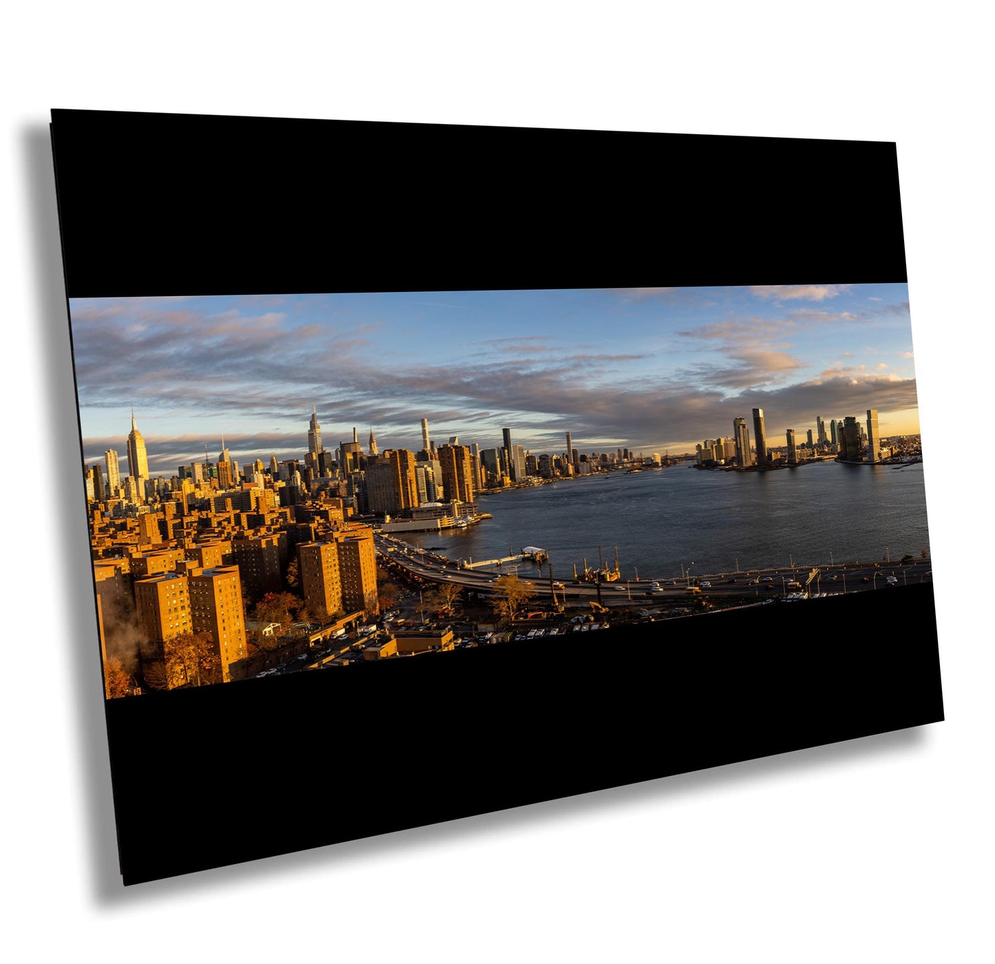 Manhattan Skyline Metal Print – NYC Panoramic Photo on Glossy Paper | Urban Cityscape Decor