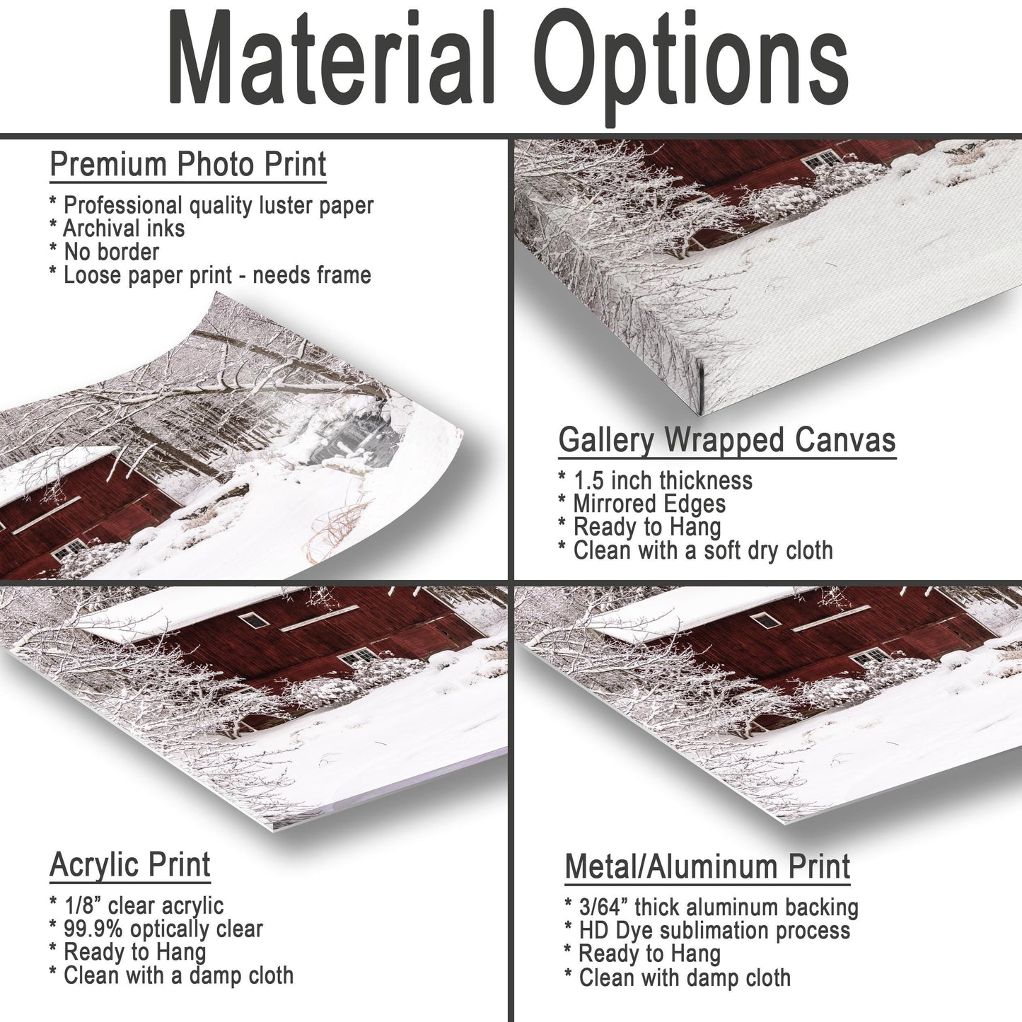 Winter Barn Canvas Print - Rustic Snowy Barn Decor | Ready to Hang Country Wall Art