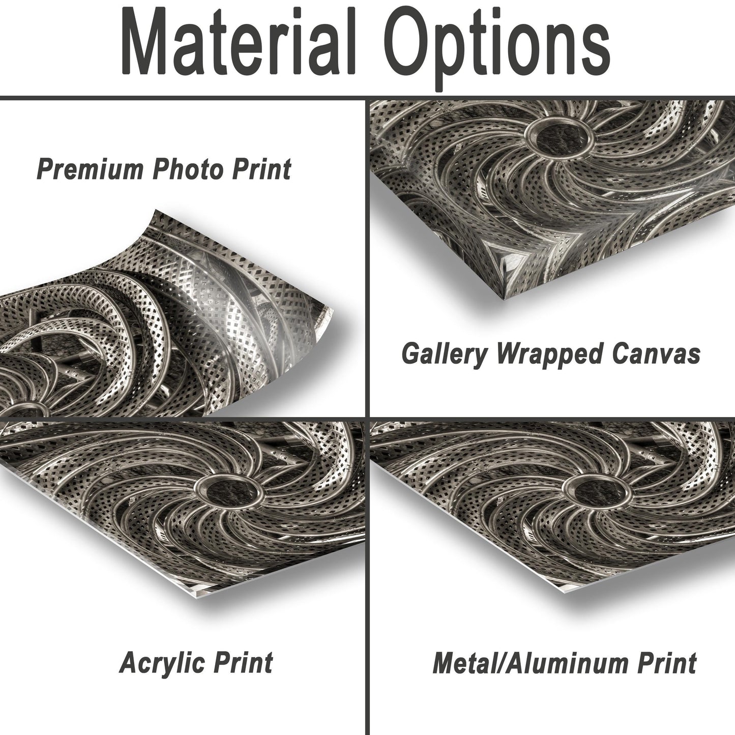 Black and White Photography Wormhole Art Print - Contemporary Metal Canvas Wall Art