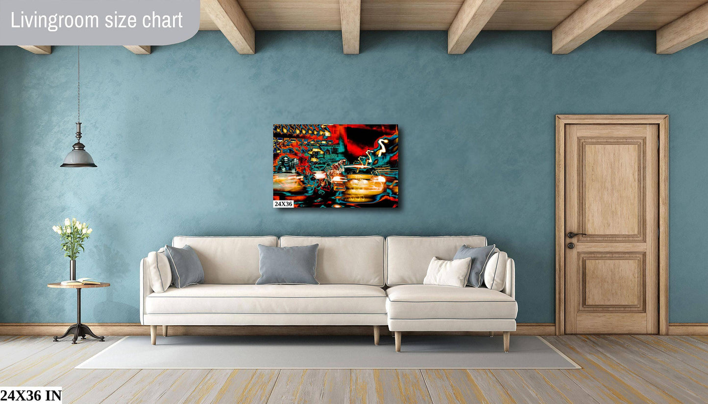 NYC Street Photography Print – Psychedelic Tesla Night Photo Art on 14th Street NYC