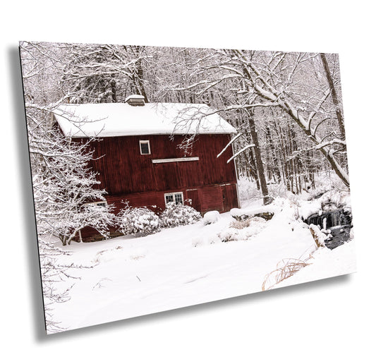 Winter Barn Canvas Print - Rustic Snowy Barn Decor | Ready to Hang Country Wall Art