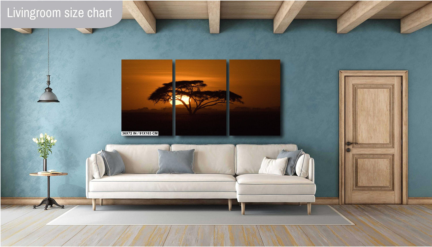 Amboseli Sunset Canvas Print – Kenya National Park Wildlife Photography Art