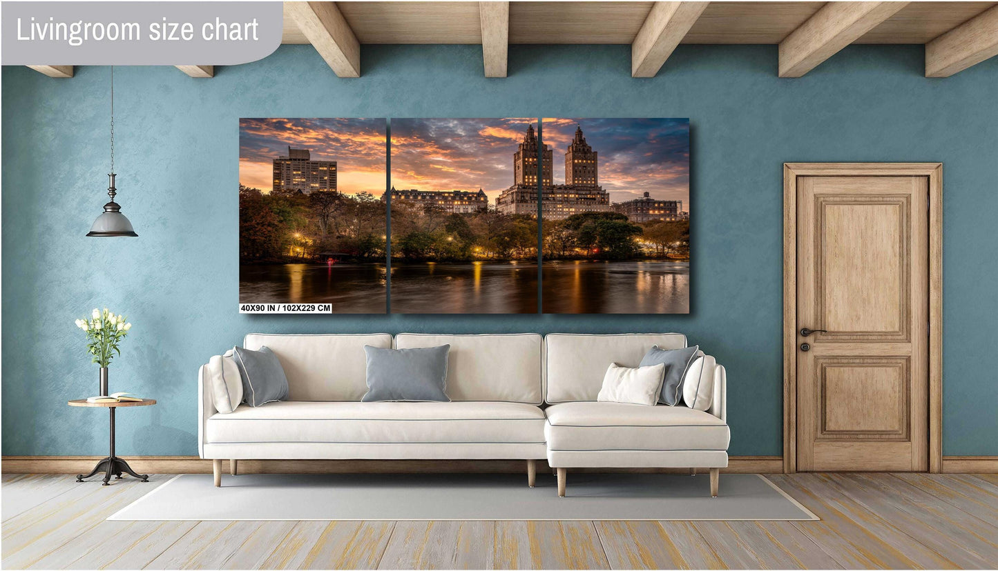 Central Park Sunset Print - New York City Lights Metal Wall Art, Canvas