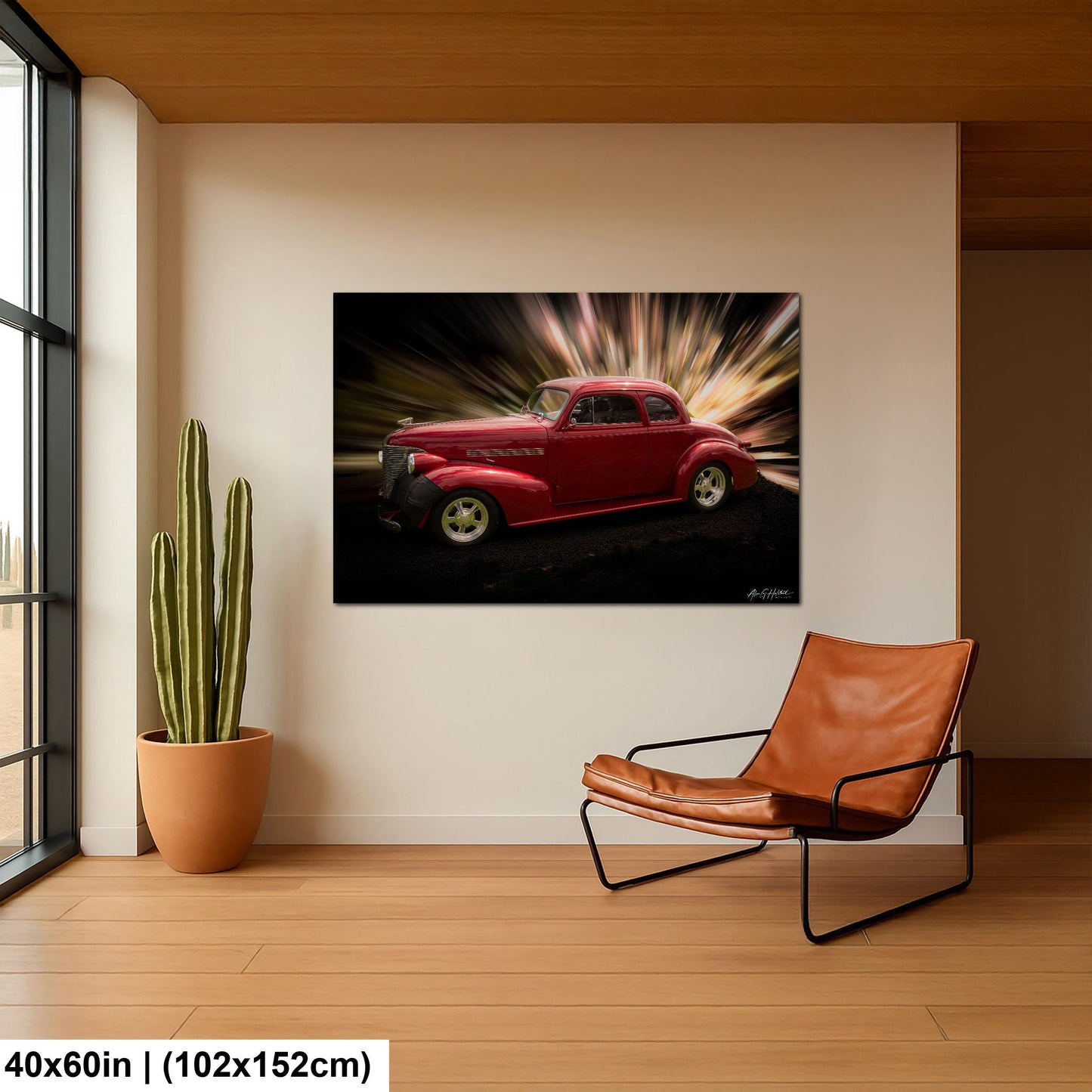 1939 Chevrolet, Art Deco Street Rod Print | Photo Paper, Canvas, Metal | 8x10-16x20, Deep Red Coupe