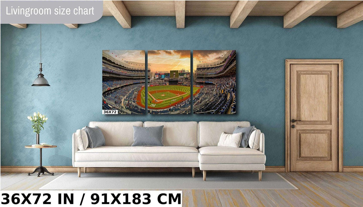 Yankee Stadium Metal Print – Panoramic NYC Stadium Wall Art With Sunset Colors