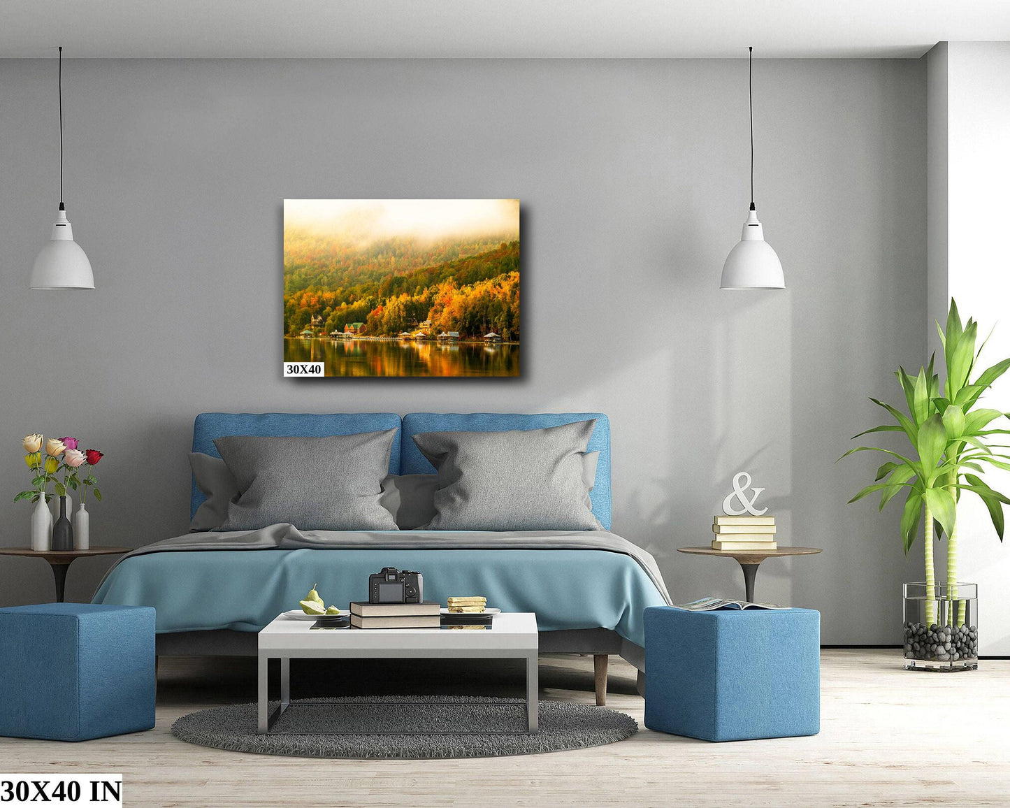 Tennessee River Canvas Print – Vibrant Fall Colors Wall Art | Mountain Landscape