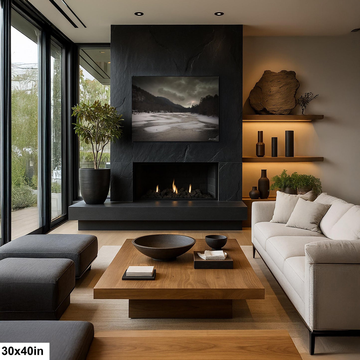 Hudson River, Thundersnow Storm Photograph - Riparius NY Lightning, Winter Print | Glossy, 8x10-16x20