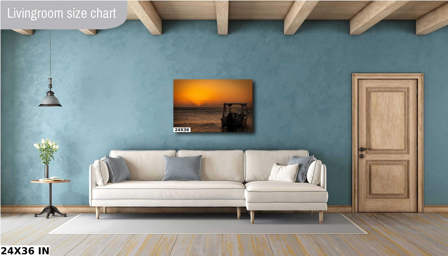 Ocean Sunset Wall Art – Vibrant Caribbean Beach Print on Metal & Acrylic