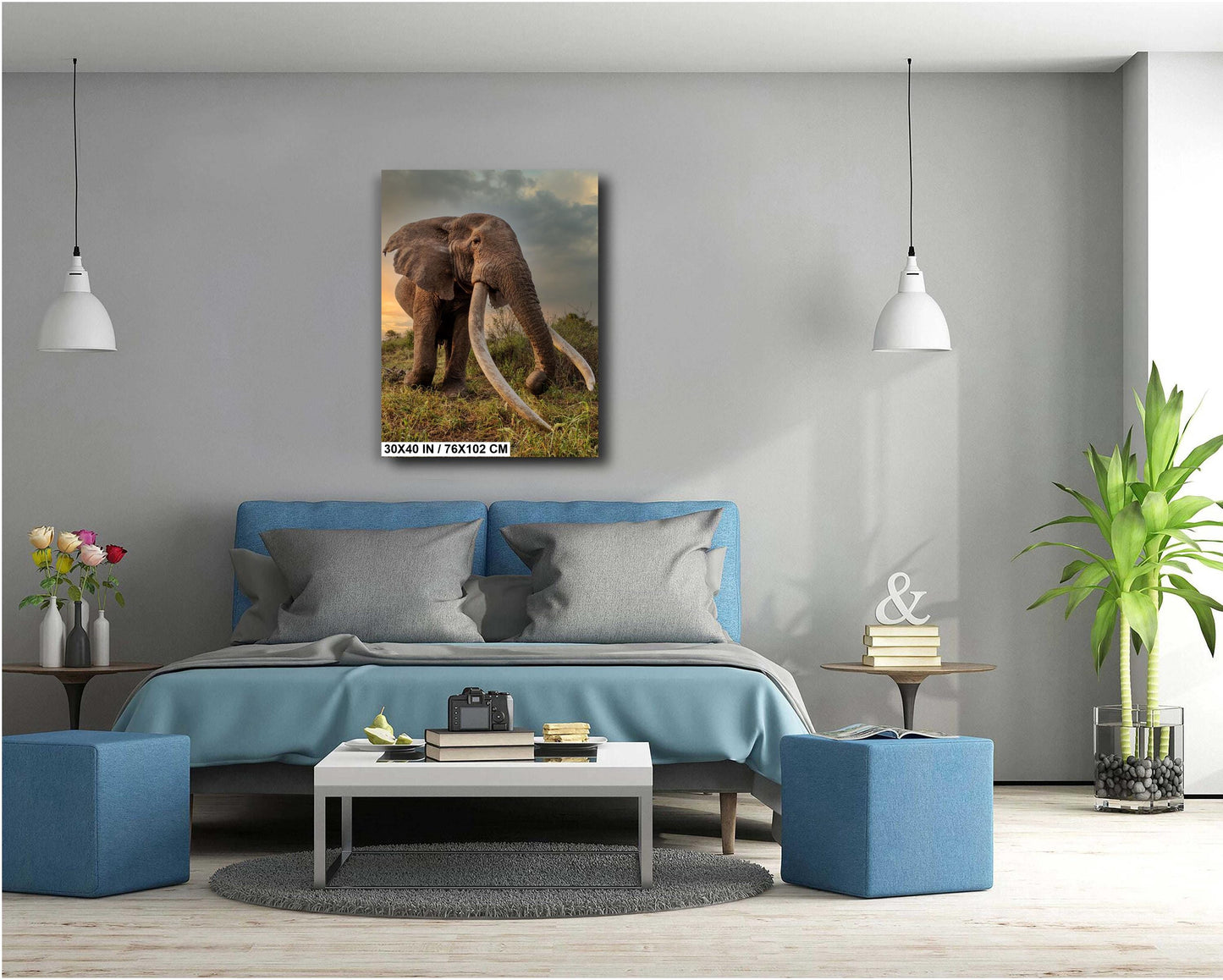 Elephant Canvas Print – Big Tusker Elephant Portrait | Amboseli Park Wildlife Wall Art