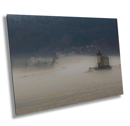 Hudson River Metal Print – Rondout Light Scenic Landscape Wall Art | Glossy Metal Print