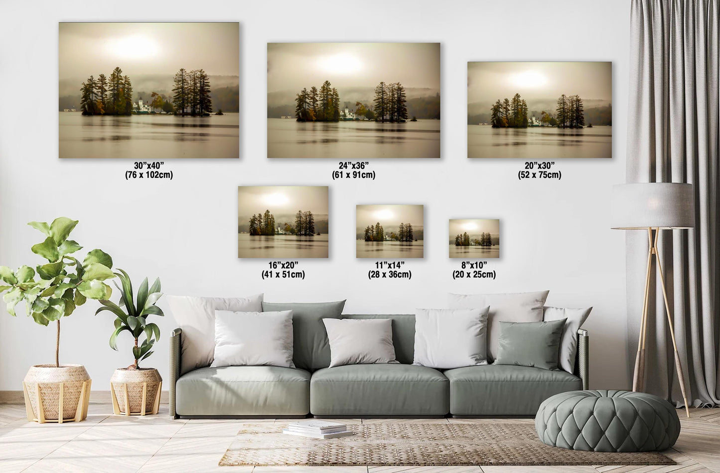 Adirondack Wall Art - Long Lake Print | Foggy Island Morning Scenic Lake Photo