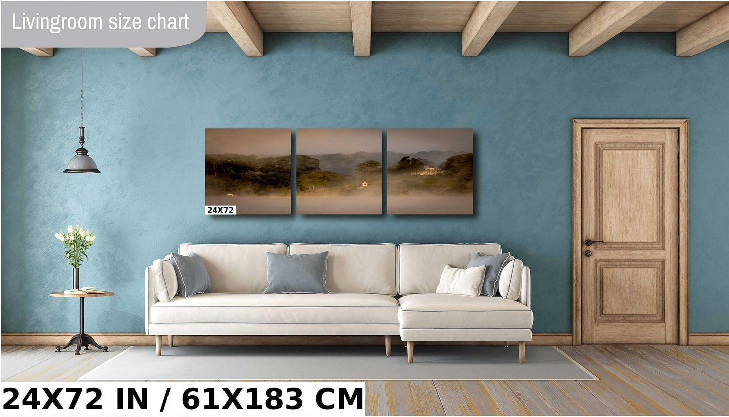 Hudson River Sunrise Print - Foggy Morning Art on Ready to Hang Canvas