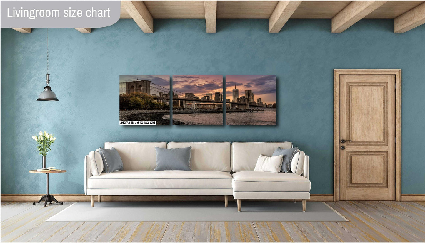 Brooklyn Bridge Art Print – Manhattan Cityscape Print | Sunset Wall Decor