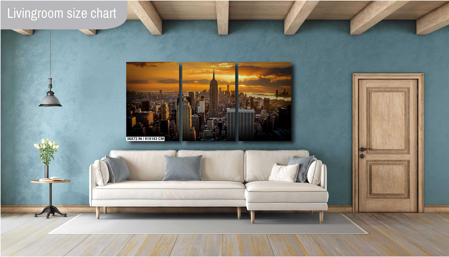 NYC Skyline Print - Top of the Rock Sunset Metal or Canvas Wall Art