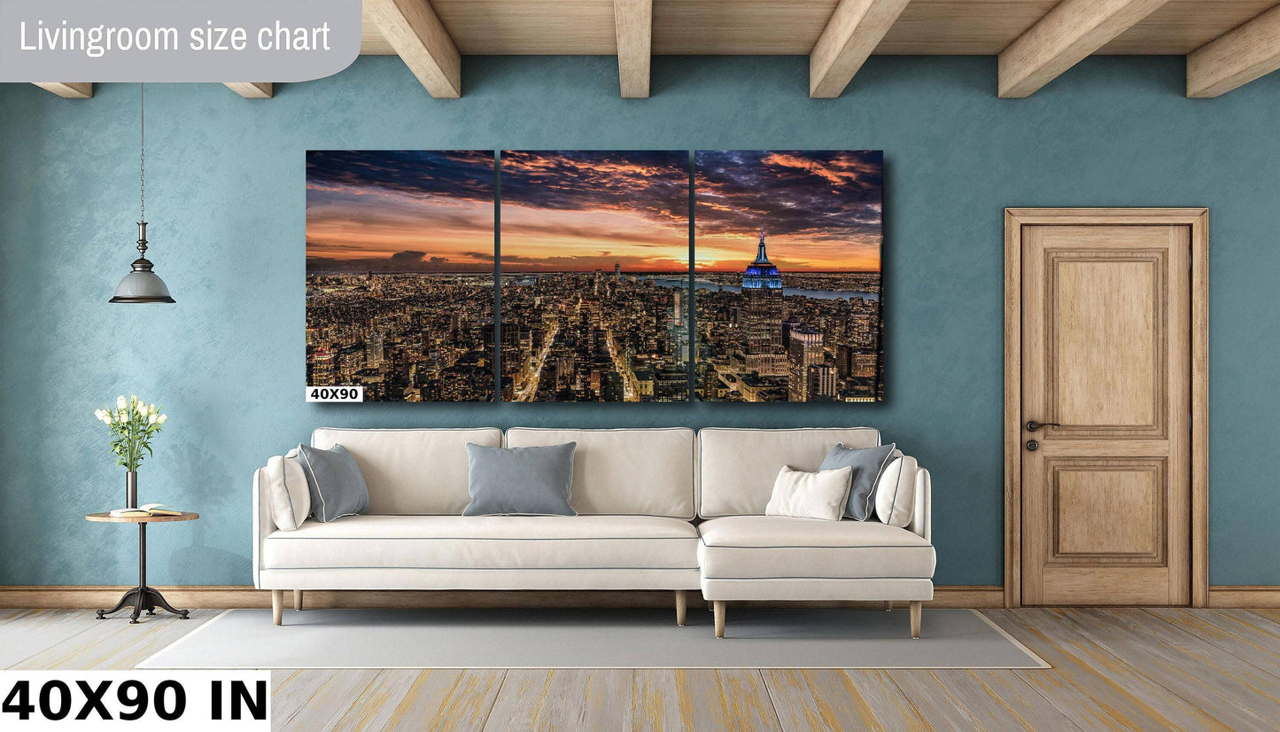 NYC Sunset Metal Print - Vivid Color Photography | Manhattan Skyline Decor