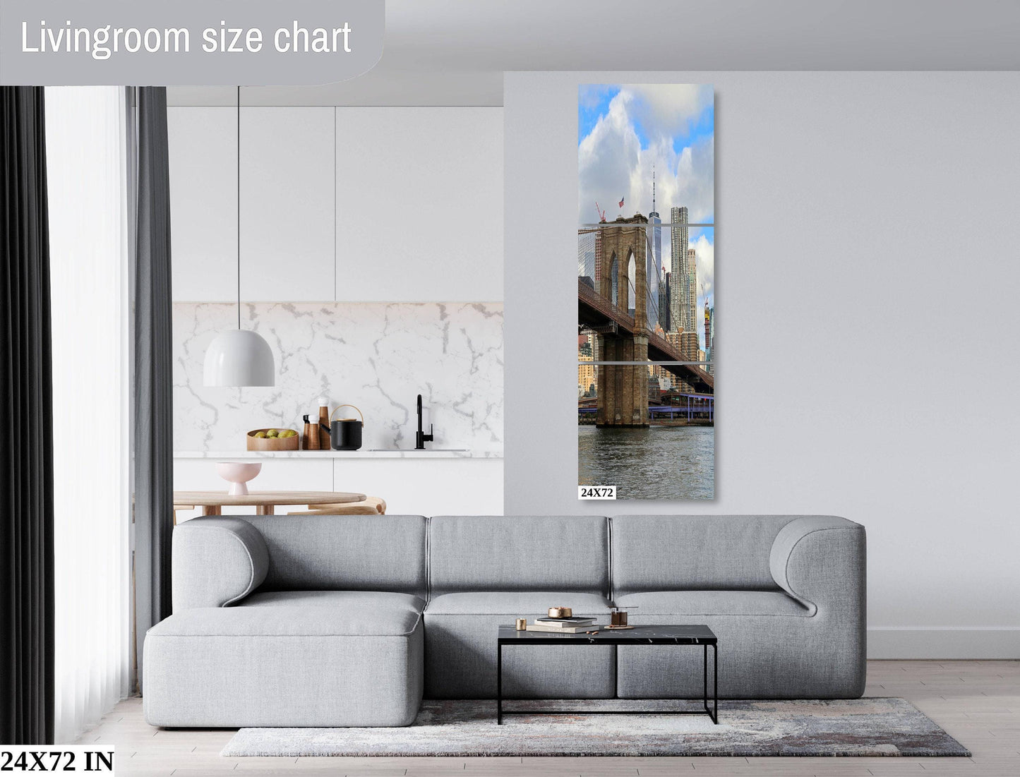 Manhattan Skyline Print - Brooklyn Bridge Art | Vibrant Urban Wall Decor Canvas