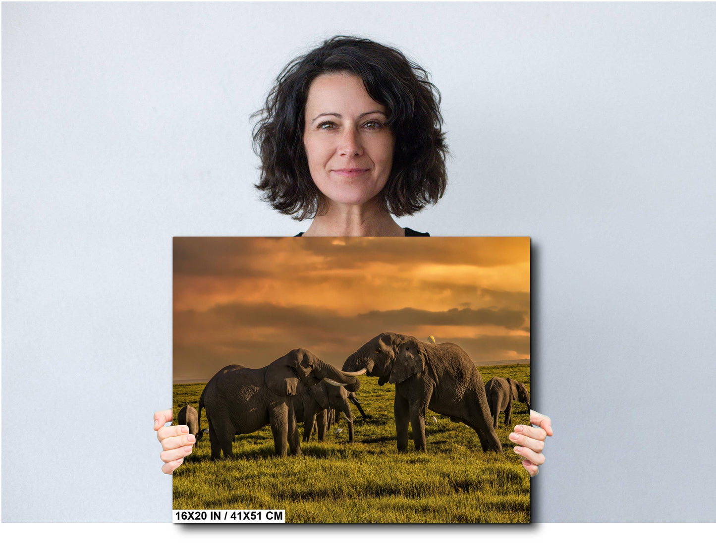 Elephants at Dusk Print - Amboseli Safari Photo | African Wildlife Art Wall Decor