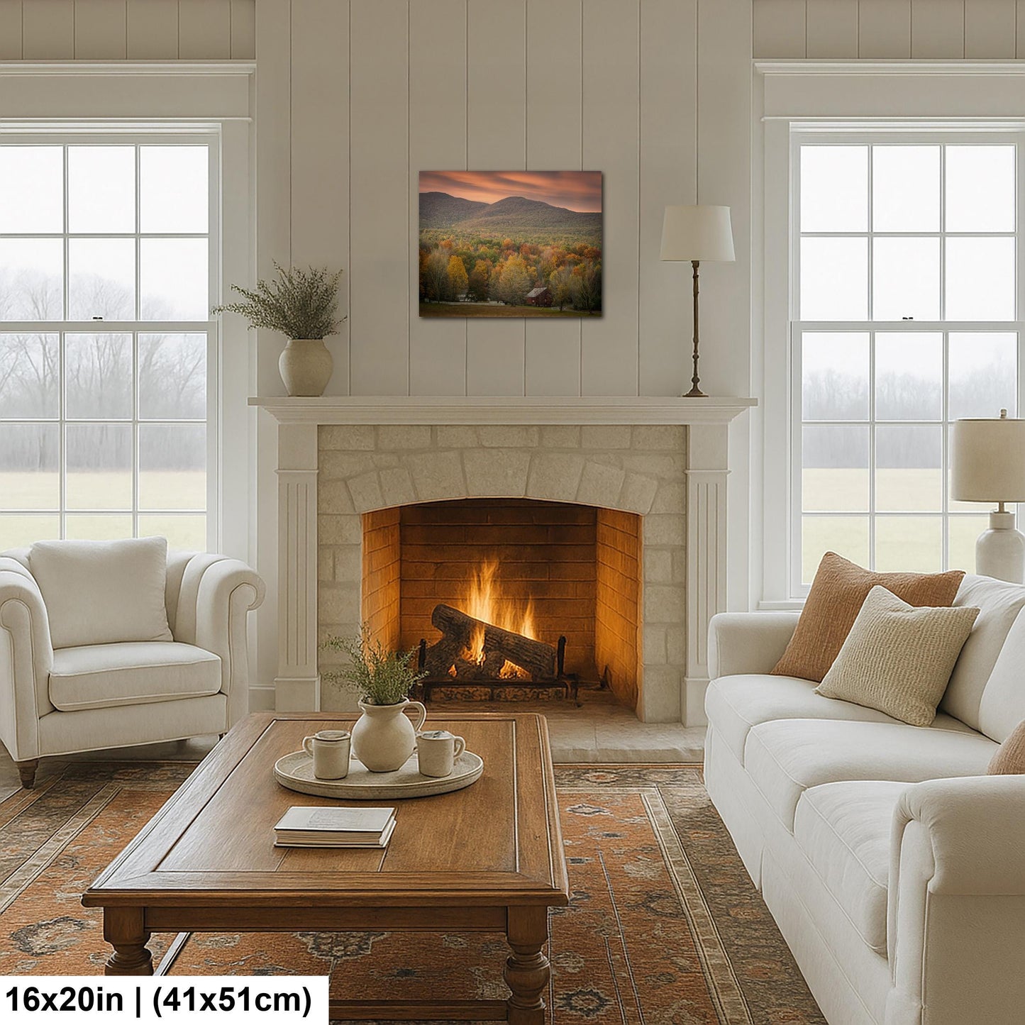 Catskill Mountain Farm Art – Autumn Landscape Art | Red Barn Canvas Print