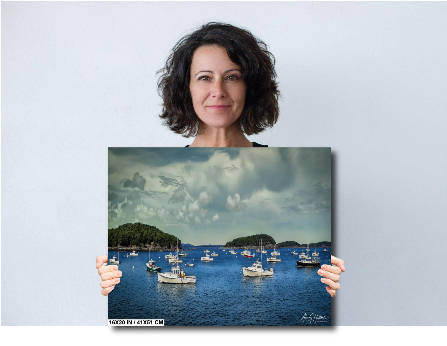 Bar Harbor Lobster Boats Coastal Landscape Print - New England Seascape Art