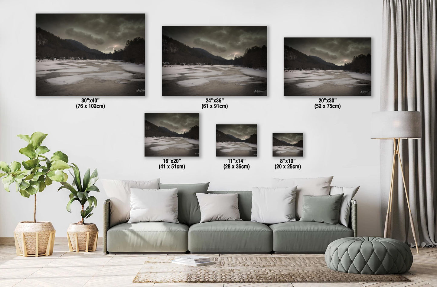 Hudson River, Thundersnow Storm Photograph - Riparius NY Lightning, Winter Print | Glossy, 8x10-16x20