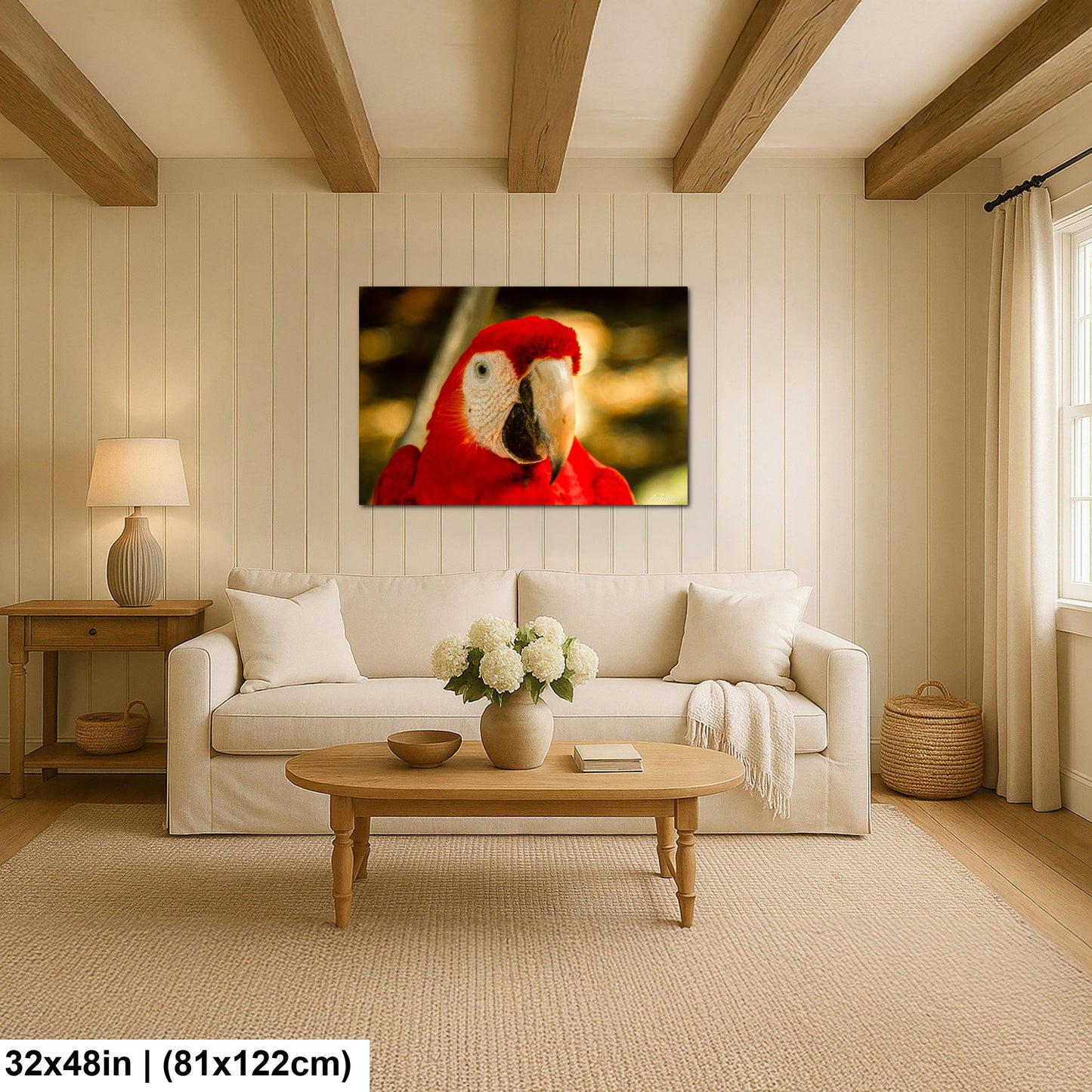 Scarlet Macaw, Close-Up Bird Portrait | Honduras Wildlife, Caribbean Parrot | Glossy Photo, Canvas | 8x10–16x20