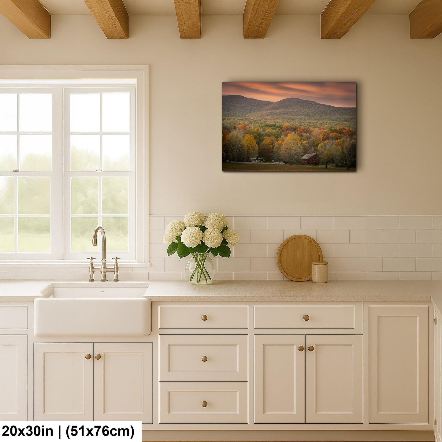 Catskill Mountain Farm Art – Autumn Landscape Art | Red Barn Canvas Print